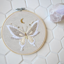 Load image into Gallery viewer, CREAM MOOON CRESCENT MOTH EMBROIDERY 6&quot;