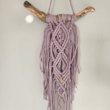 Load image into Gallery viewer, COPPER PURPLE MOON MACRAME WALL HANGING