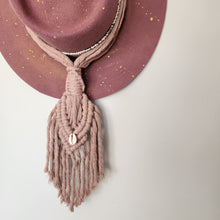 Load image into Gallery viewer, BOHEMIAN LARGE RING DUSTY ROSE MACRAME HAT HANGER