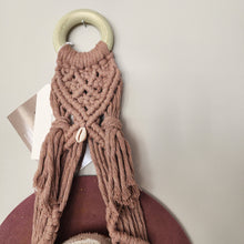 Load image into Gallery viewer, BOHEMIAN LARGE RING DUSTY ROSE MACRAME HAT HANGER