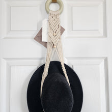 Load image into Gallery viewer, BOHEMIAN LARGE RING NATURAL MACRAME DOUBLE HAT HANGER