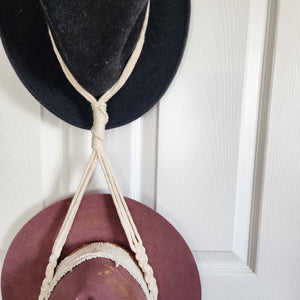 BOHEMIAN LARGE RING NATURAL MACRAME DOUBLE HAT HANGER