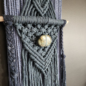 Labradorite Navy Macrame Wall Hanging