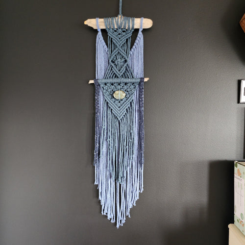 Labradorite Navy Macrame Wall Hanging