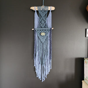 Labradorite Navy Macrame Wall Hanging