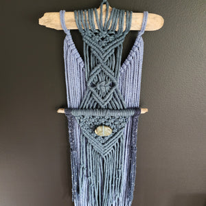 Labradorite Navy Macrame Wall Hanging