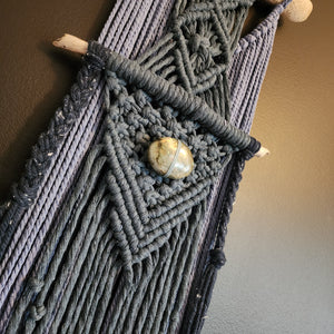 Labradorite Navy Macrame Wall Hanging