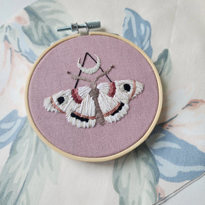 DUSTY ROSE MOTH EMBROIDERY 4"