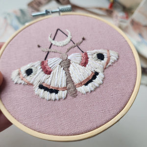 DUSTY ROSE MOTH EMBROIDERY 4"