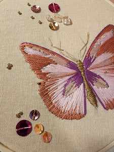6" COPPER/PURPLE/PINK BUTTERFLY EMBROIDERY