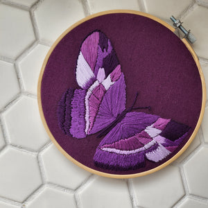 PURPLES BUTTERFLY EMBROIDERY 6"