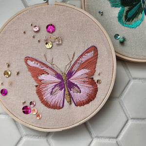 6" COPPER/PURPLE/PINK BUTTERFLY EMBROIDERY