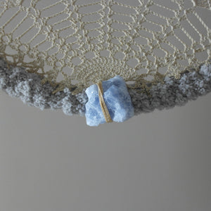 Dusty Blue Celestite Leather Crochet