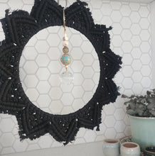 Load image into Gallery viewer, Chainlink Black Cotton Cord Macrame Suncatcher