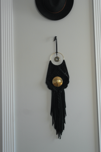 Pyrite And Brass Macrame Wallhanging
