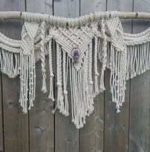 Load image into Gallery viewer, Raw Amethyst Knotty Macrame Wall Hanging