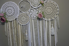 Load image into Gallery viewer, Crochet Flower &amp; Crystal Wallhanging